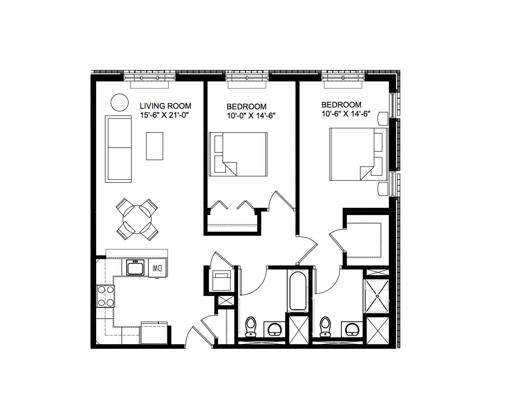 Two bedroom floorplan 1