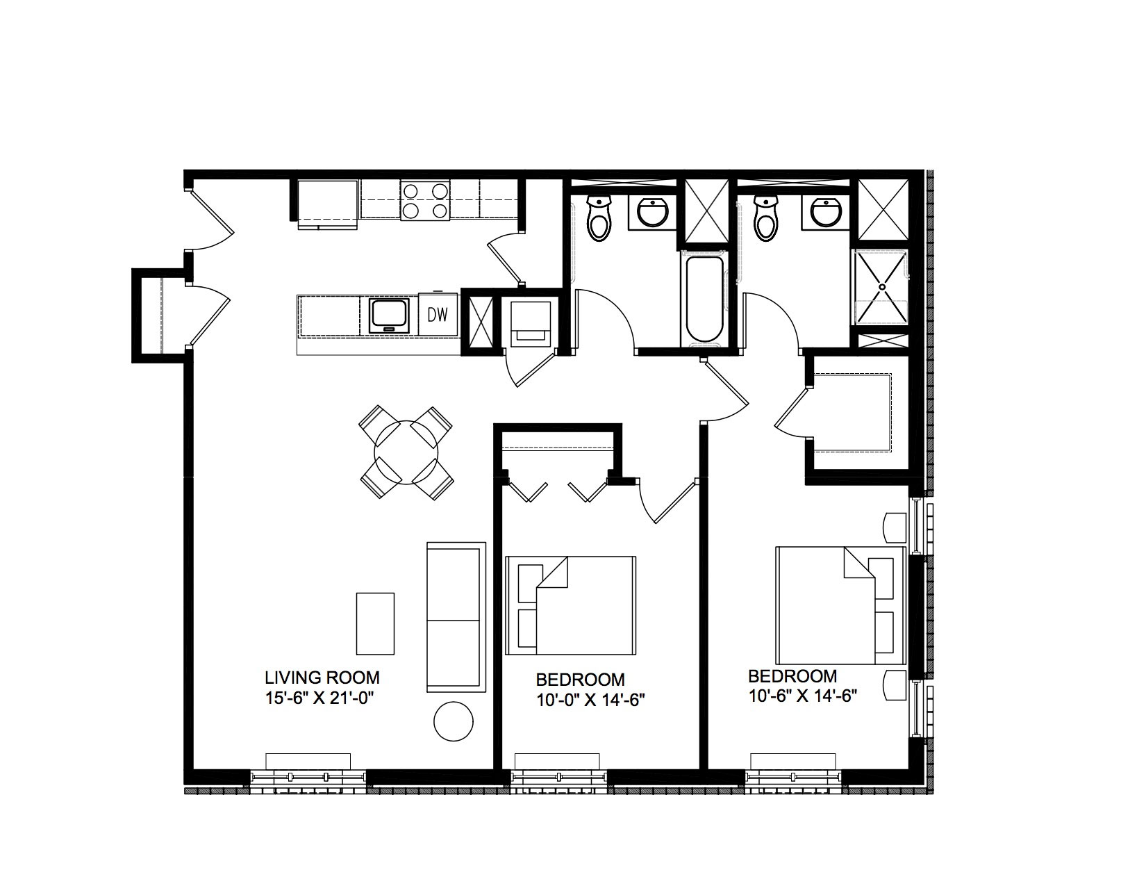 two bedroom floorplan 3