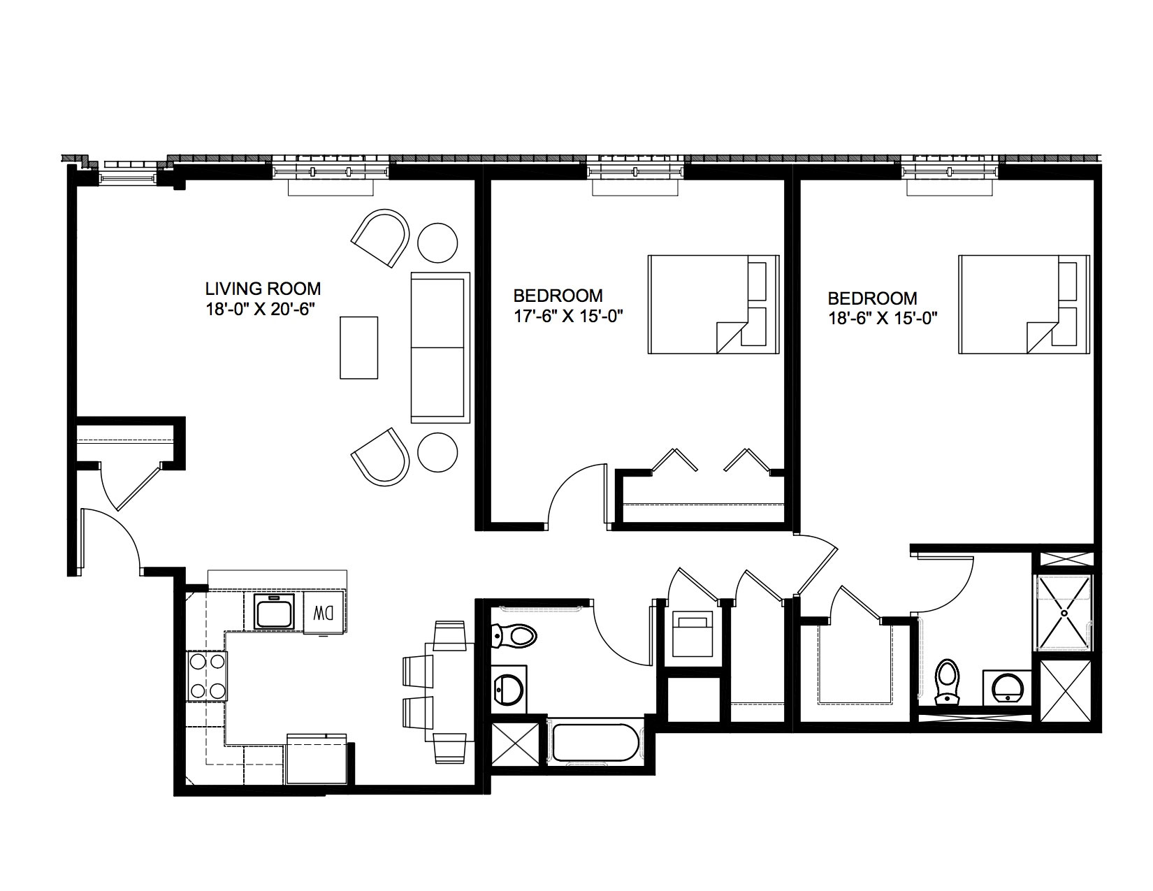 two bedroom floorplan 5